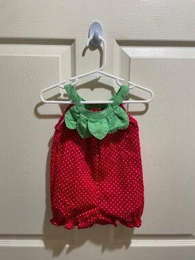 Baby Girl Strawberry Outfit Red Romper Polka Dot 9M Summer Outfit
